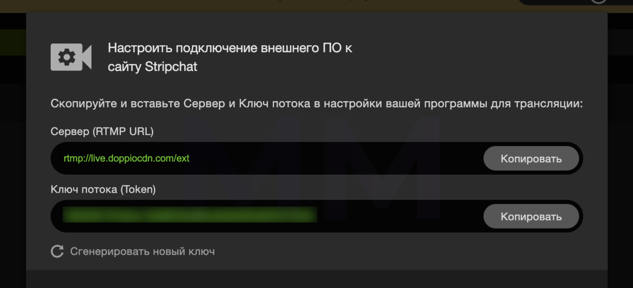 Ключ потока на Stripchat