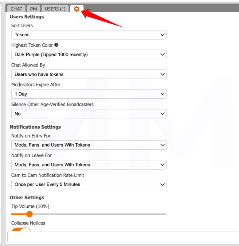 Chat Settings on Chaturbate