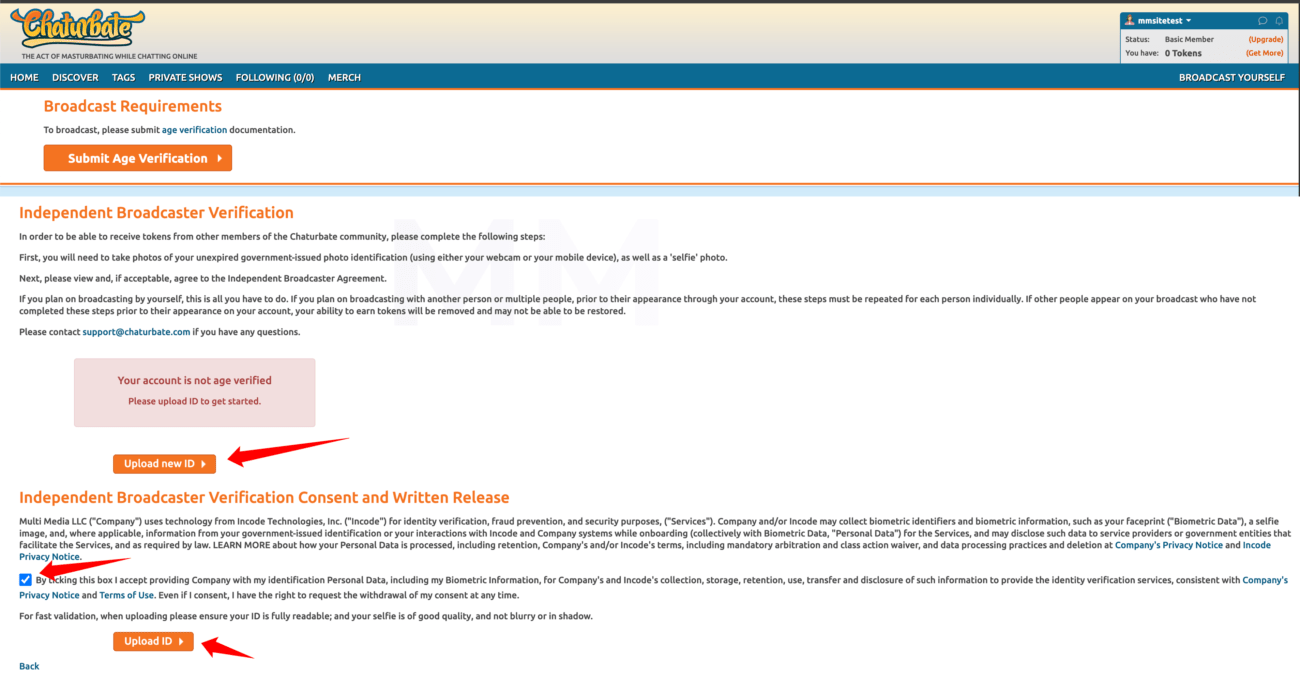 Account Verification on Chaturbate 